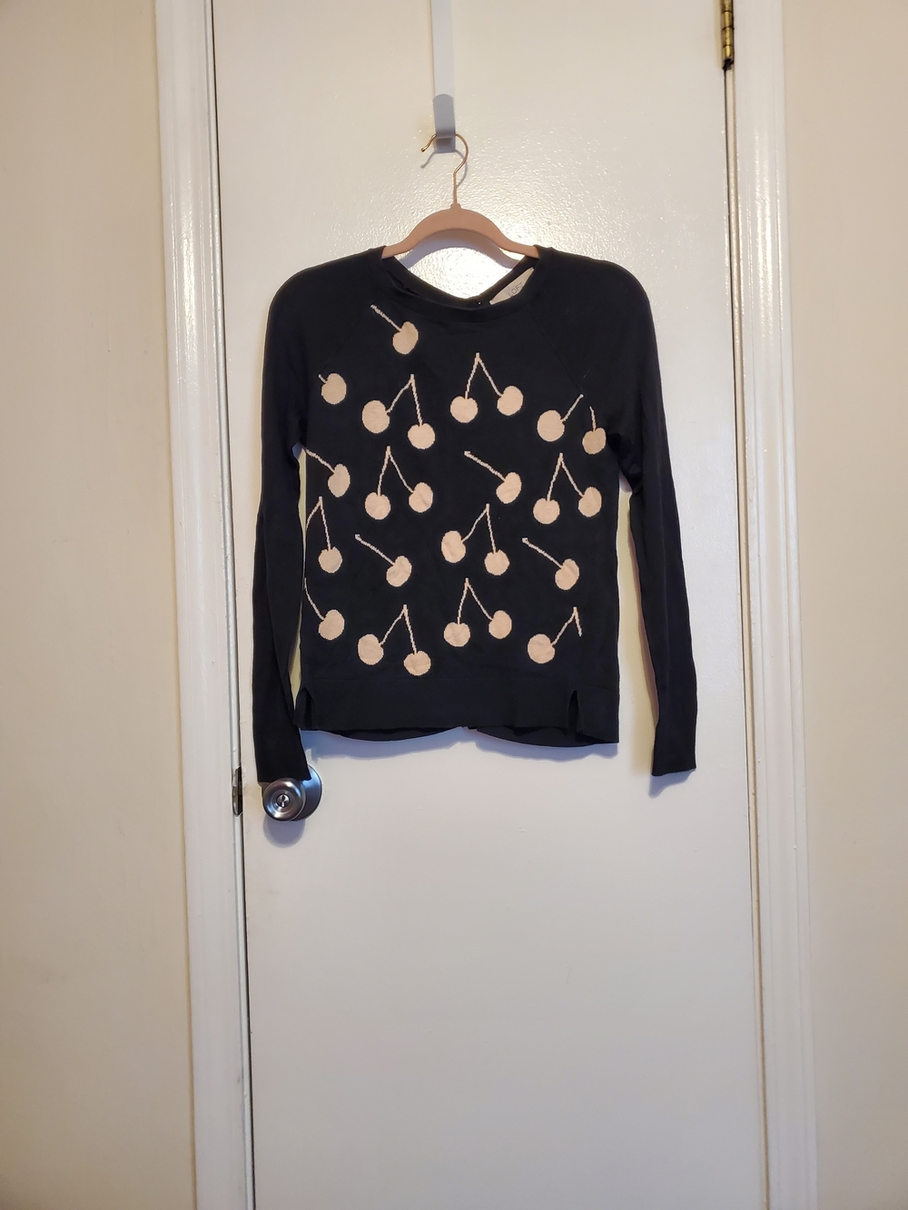 Loft Black Cherry-Print Crewneck Sweater
